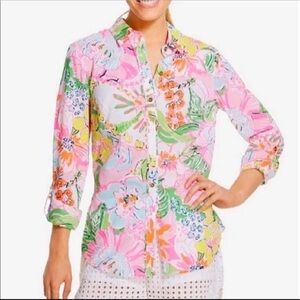 Lilly Pulitzer Nosey Posey Button Down Floral Blouse